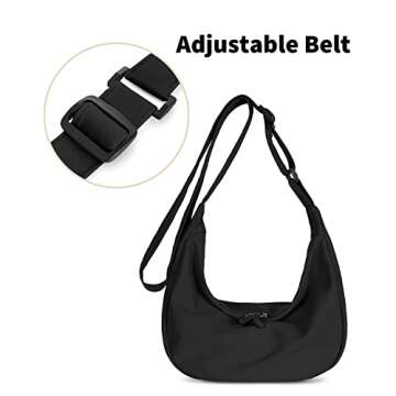 Small Sling Crossbody Bag for Women Men Trendy, Mini Crescent Bag with Adjustable Strap, 2 Zippers Lightweight Nylon Bag