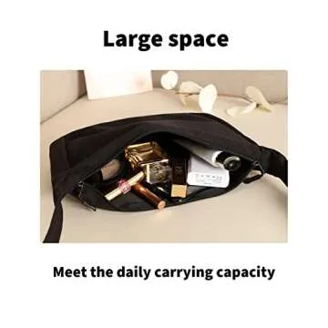 Small Sling Crossbody Bag for Women Men Trendy, Mini Crescent Bag with Adjustable Strap, 2 Zippers Lightweight Nylon Bag