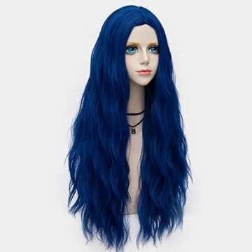 Probeauty Blue Wig Long Royal Blue Bride Wig for Women Synthetic Wigs Long Curly Wave Cosplay Wig for Halloween Corpse Costume