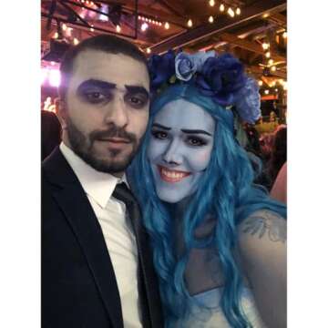 Probeauty Blue Wig Long Royal Blue Bride Wig for Women Synthetic Wigs Long Curly Wave Cosplay Wig for Halloween Corpse Costume