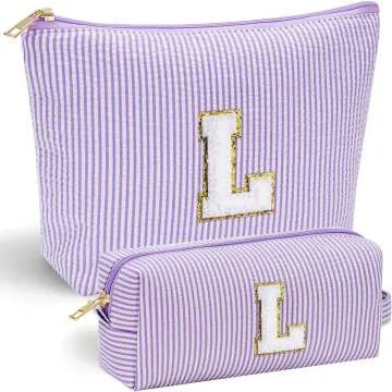 Birthday Gifts for Women - Birthday Gifts Idea for Her Friends Female Teacher | Personalized Cute Makeup Bag for Women Girlfriend | Cosmetic 2 Pieces Toiletry Makeup Pouch Mothers Day Gifts L