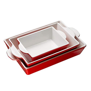 Kook Casserole Dishes for Oven, Ceramic Bakeware Set, Rectangular Baking Dishes, For Casseroles, Las...