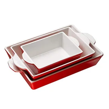Kook Casserole Dishes for Oven, Ceramic Bakeware Set, Rectangular Baking Dishes, For Casseroles, Las...