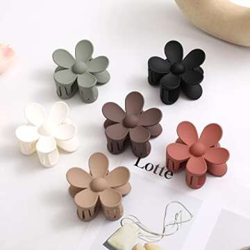 6PCS Matte Flower Large Hair Clips For Women Thick Hair, Non Slip Strong Hold For Thin Hair, Big Cute Daisy Hair Accessories For Girls Valentine's Day Gifts Holiday, 6 Colors