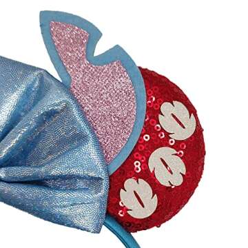 MADO Mouse Ears Headband for Women Girls, Glitter Stitch Headband Princess Dress up Decorations Part...