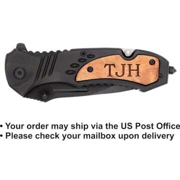 Palmetto Wood Shop Pocket Knife - Laser Engraved Gifts for Men, Custom Knife for Hunting, Camping, E...