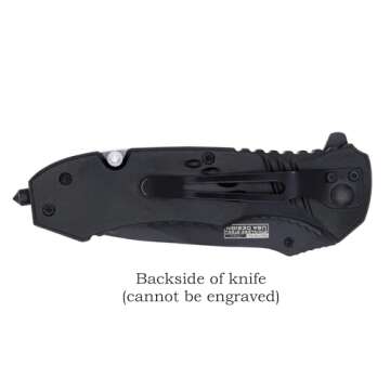 Palmetto Wood Shop Pocket Knife - Laser Engraved Gifts for Men, Custom Knife for Hunting, Camping, Everyday Carry - 3.25-inch Stainless Steel Blade, 4.5-inch Black/Wood Handle