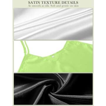 Syhood 3 Pack Women's Silk Nightgown, Satin Sleepwear Adjustable Spaghetti Strap Nightwear Chemise V Neck Slip Dress