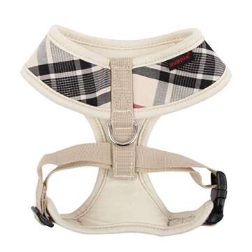puppia Junior Over-The-Head Dog Harness Checkered Pattern No Choke No Pull Adjustable Chest Belt Wal...
