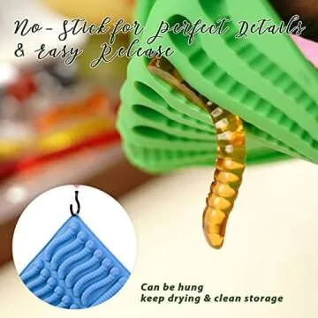 Large Gummy Bear and Worm Mold Silicone, 4 PCS No Stick Chocolate Candy Gummy Molds for Edibles with 2 Droppers & Brush BPA-Free 100 Cavities, Ideal Gift for Kids Adult Halloween Party
