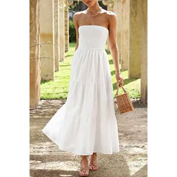 LILLUSORY Summer Dresses for Women 2023 Sundresses Sun Dress Smocked Vacation Beach Trendy Strapless...