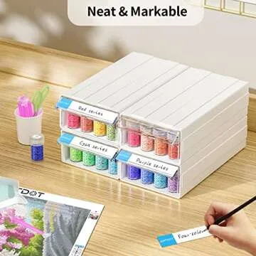 ARTDOT Diamond Art Storage Containers, 4 Pack Stackable Bead Organizers with 128 Slots and Diamond Painting Accessories and Tools for Beads Nail Pill Rhinestones Seed