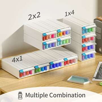 ARTDOT Diamond Art Storage Containers, 4 Pack Stackable Bead Organizers with 128 Slots and Diamond Painting Accessories and Tools for Beads Nail Pill Rhinestones Seed