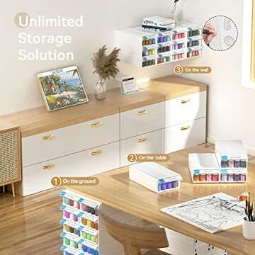 ARTDOT Diamond Art Storage Containers, 4 Pack Stackable Bead Organizers with 128 Slots and Diamond Painting Accessories and Tools for Beads Nail Pill Rhinestones Seed