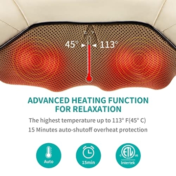 Nekteck Shiatsu Neck and Back Massager with Heat