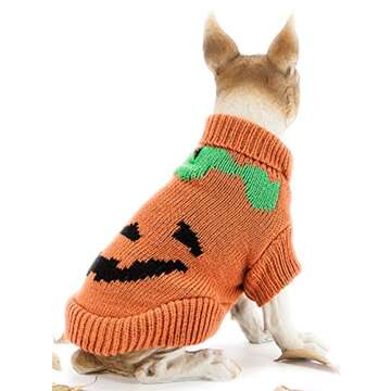 MaruPet Christmas Pet Dog Pumpkin Sweater Ribbed Knitwear Turtleneck Halloween Coat Apparel for Teddy, Pug, Chihuahua, Shih Tzu, Yorkshire Terriers, Papillon #10 - Small