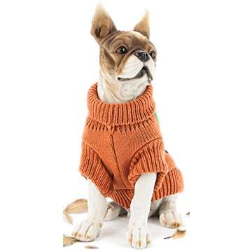 MaruPet Christmas Pet Dog Pumpkin Sweater Ribbed Knitwear Turtleneck Halloween Coat Apparel for Teddy, Pug, Chihuahua, Shih Tzu, Yorkshire Terriers, Papillon #10 - Small