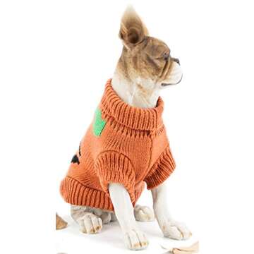MaruPet Christmas Pet Dog Pumpkin Sweater Ribbed Knitwear Turtleneck Halloween Coat Apparel for Teddy, Pug, Chihuahua, Shih Tzu, Yorkshire Terriers, Papillon #10 - Small