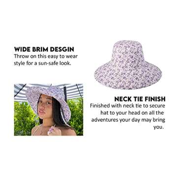 Lack of Color Women's Wide-Brimmed Cotton Canvas Holiday Bucket Hat (Violet Bloom, Small/Medium)