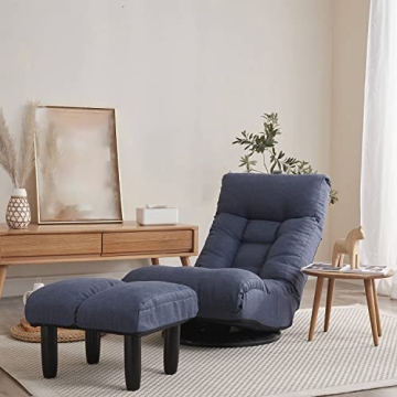 360-degree Swivel Gaming Chair for All Ages - Navy Blue