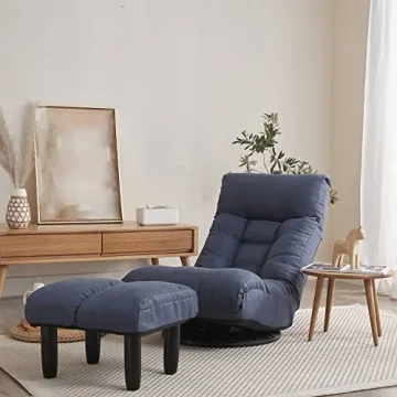 360-degree Swivel Gaming Chair for All Ages - Navy Blue