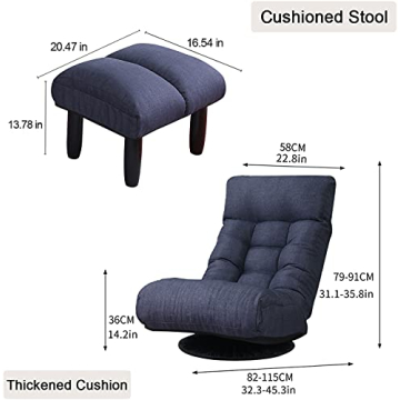 360-degree Swivel Gaming Chair for All Ages - Navy Blue