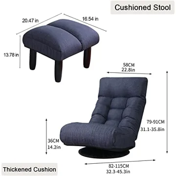 360-degree Swivel Gaming Chair for All Ages - Navy Blue