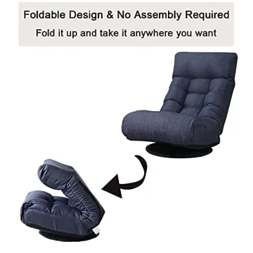 360-degree Swivel Gaming Chair for All Ages - Navy Blue