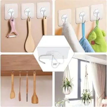 30 Heavy Duty Clear Adhesive Hooks for Easy Hanging