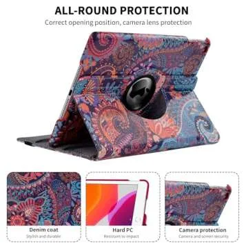 iPad Case Fit 2018/2017 iPad 9.7 6th/5th Generation - 360 Degree Rotating iPad Air Case Cover with A...