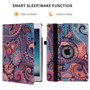 iPad 9.7 Case with Auto Wake/Sleep & 360 Rotation