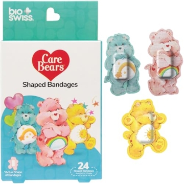 BioSwiss Care Bears Bandages, Classic Care Bear Shaped Self Adhesive Bandage, Latex Free Sterile Wou...
