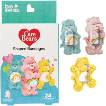 BioSwiss Care Bears Bandages, Classic Care Bear Shaped Self Adhesive Bandage, Latex Free Sterile Wou...