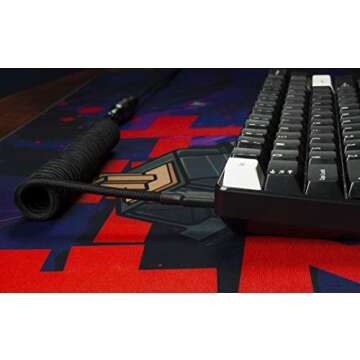 Tez Cables Black Custom Coiled Cable Aviator for Mechanical Keyboards E-Series (5 ft, USB-C, GX-16, ...