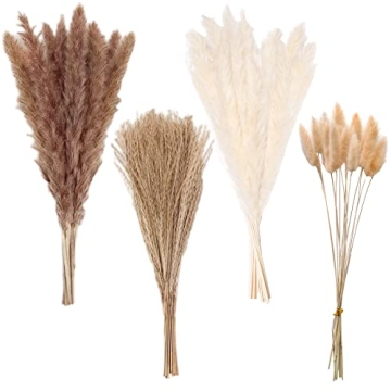 Pampas Grass Boho Home Decor, Premium Carefully Hand-Picked Natural Dried Fluffy Pompas Grass 17", W...