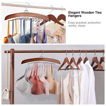 Ulimart Tie Rack - 24 Hooks Wooden Organizer for Closets