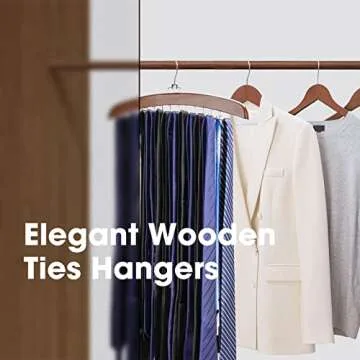 Ulimart Tie Rack - 24 Hooks Wooden Organizer for Closets