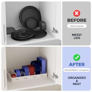 SWOMMOLY Expandable Lid Organizer for Food Storage