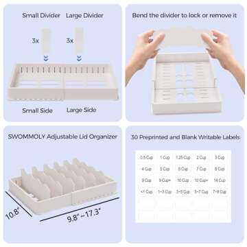SWOMMOLY Expandable Lid Organizer for Food Storage
