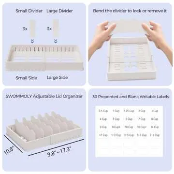 SWOMMOLY Expandable Lid Organizer for Food Storage