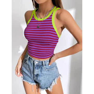 Chic Women’s High Neck Ribbed Summer Crop Tops