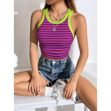 Chic Women’s High Neck Ribbed Summer Crop Tops