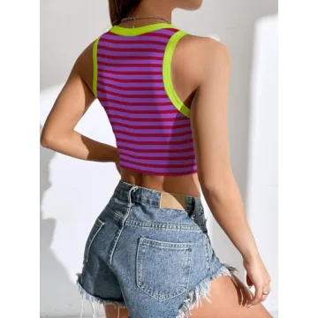 Chic Women’s High Neck Ribbed Summer Crop Tops