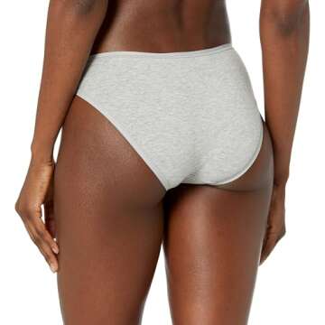 Amazon Essentials Women's Cotton Bikini Brief Underwear (Available in Plus Size), Pack of 6, Black/Grey Heather/Light Pink/White, Small