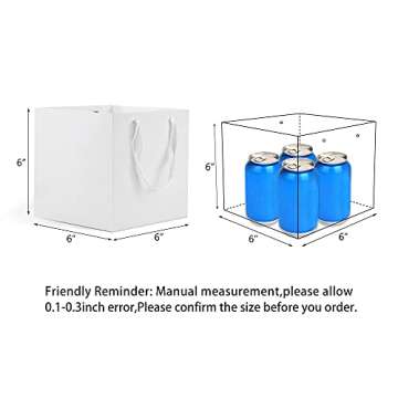HUAPRINT White Paper Bags with handles,Gift Bags Bulk 24 Pack,6x6x6inch Square Size,Paper Shopping B...