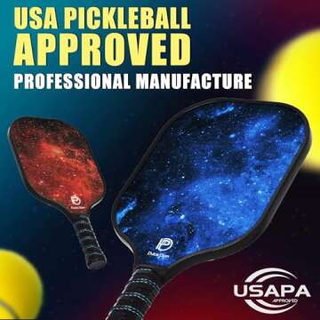 DULCE DOM Pickleball Paddles, USAPA Approved Set with 4 Premium Wood Balls and Bag, Rackets Gifts fo...