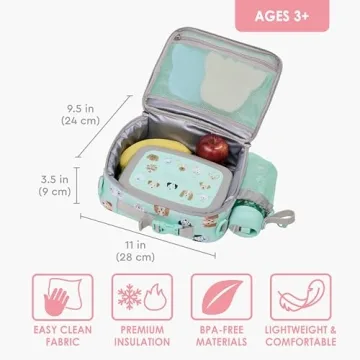 Bentgo Kids Lunch Bag - Durable, Double-Insulated Lunch Bag for Kids 3+; Holds Lunch Box, Water Bottle, & Snacks; Easy-Clean Water-Resistant Fabric & Multiple Zippered Pockets (Puppy Love)