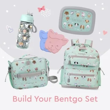 Bentgo Kids Lunch Bag - Durable, Double-Insulated Lunch Bag for Kids 3+; Holds Lunch Box, Water Bottle, & Snacks; Easy-Clean Water-Resistant Fabric & Multiple Zippered Pockets (Puppy Love)