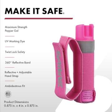 SABRE Runner Pepper Gel, Maximum Police Strength OC Spray, Reflective Hand Strap for Easy Carry & Qu...