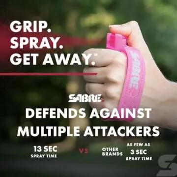 SABRE Runner Pepper Gel, Maximum Police Strength OC Spray, Reflective Hand Strap for Easy Carry & Quick Access, 0.67 fl oz, Secure & Easy to Use Safety, Optional Clip-On Alarm & LED Armband Combos
